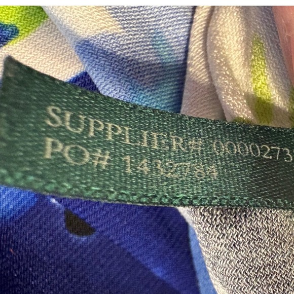 Lauren Ralph Lauren Blue Green Floral Ruched Sheath Dress V-Neck Womens 8 - Picture 9 of 9